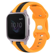 Compatible with Garmin Venu SQ 20mm Butterfly Buckle Two-Color Silicone Watch Band(Black+Yellow)