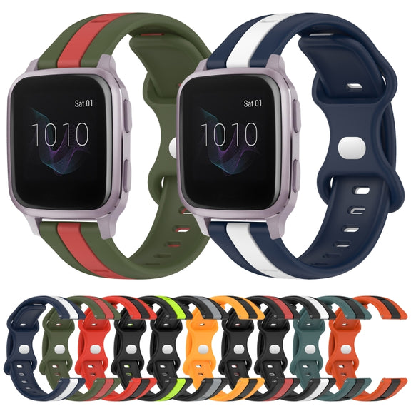 Compatible with Garmin Venu SQ 20mm Butterfly Buckle Two-Color Silicone Watch Band(Black+Yellow)