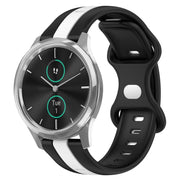 Compatible with Garminmove Luxe 20mm Butterfly Buckle Two-Color Silicone Watch Band(Black+White)