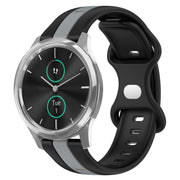 Compatible with Garminmove Luxe 20mm Butterfly Buckle Two-Color Silicone Watch Band(Black+Grey)