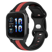 Compatible with Garmin Compatible witherunner Sq2 20mm Butterfly Buckle Two-Color Silicone Watch Band(Black+Red)