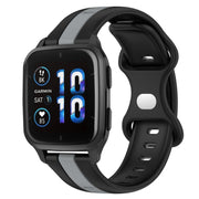 Compatible with Garmin Compatible witherunner Sq2 20mm Butterfly Buckle Two-Color Silicone Watch Band(Black+Grey)
