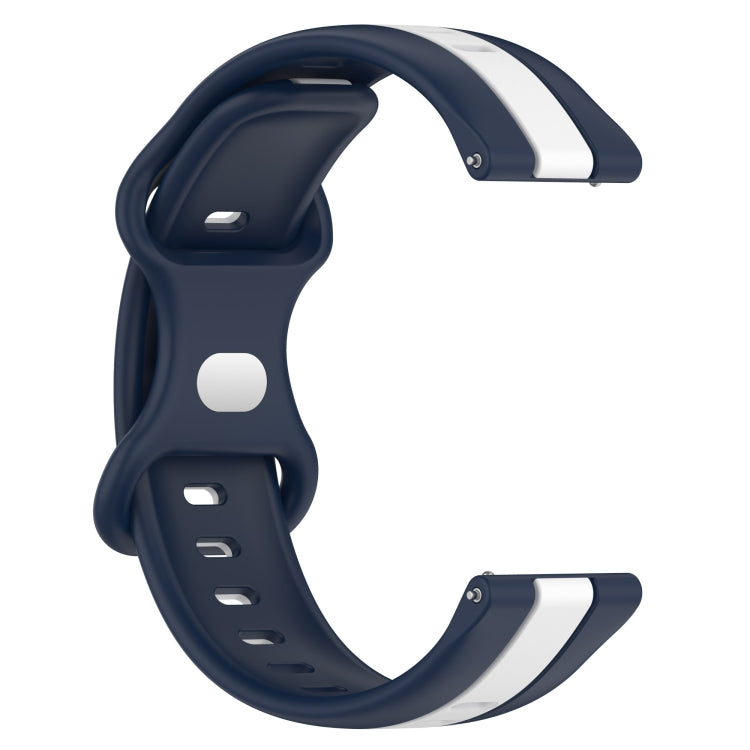 Compatible with Garmin Compatible witherunner Sq2 20mm Butterfly Buckle Two-Color Silicone Watch Band(White+Blue)