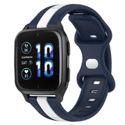 Compatible with Garmin Compatible witherunner Sq2 20mm Butterfly Buckle Two-Color Silicone Watch Band(White+Blue)