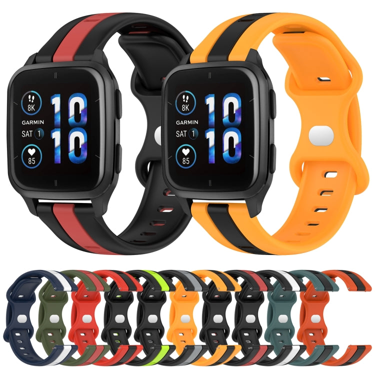 Compatible with Garmin Compatible witherunner Sq2 20mm Butterfly Buckle Two-Color Silicone Watch Band(White+Blue)