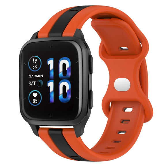Compatible with Garmin Compatible witherunner Sq2 Music 20mm Butterfly Buckle Two-Color Silicone Watch Band(Orange+Black)