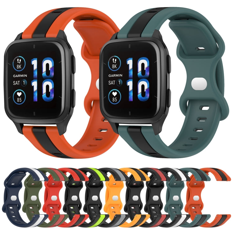 Compatible with Garmin Compatible witherunner Sq2 Music 20mm Butterfly Buckle Two-Color Silicone Watch Band(Orange+Black) - free shipping - PMC TechLife - Order now!