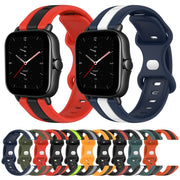 For Amazfit GTS 2E 20mm Butterfly Buckle Two-Color Silicone Watch Band(Black+White)