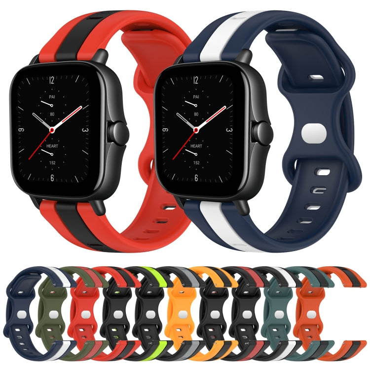 For Amazfit GTS 2E 20mm Butterfly Buckle Two-Color Silicone Watch Band(Black+White)