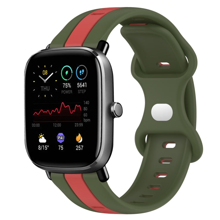 For Amazfit GTS 2 Mini 20mm Butterfly Buckle Two-Color Silicone Watch Band(Red+Army Green) - free shipping - PMC TechLife - Order now!