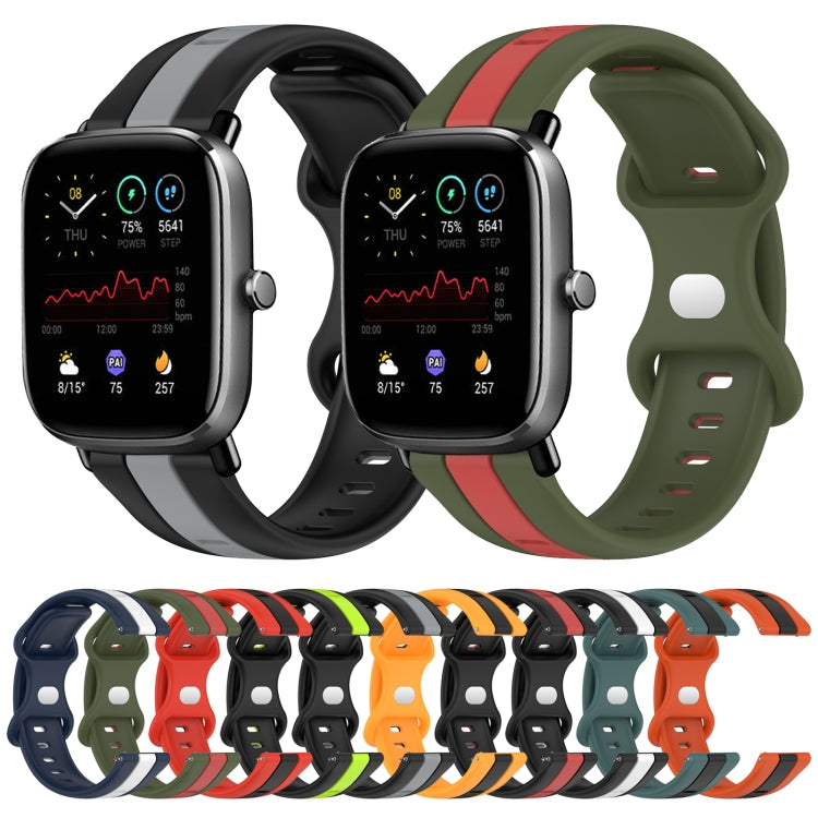 For Amazfit GTS 2 Mini 20mm Butterfly Buckle Two-Color Silicone Watch Band(Black+White)