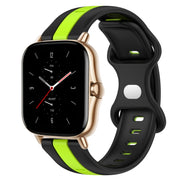For Amazfit GTS 2 20mm Butterfly Buckle Two-Color Silicone Watch Band(Black+Green)