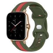 For Amazfit GTS 2 20mm Butterfly Buckle Two-Color Silicone Watch Band(Red+Army Green)