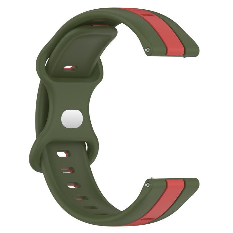 For Amazfit GTS 2 20mm Butterfly Buckle Two-Color Silicone Watch Band(Red+Army Green)