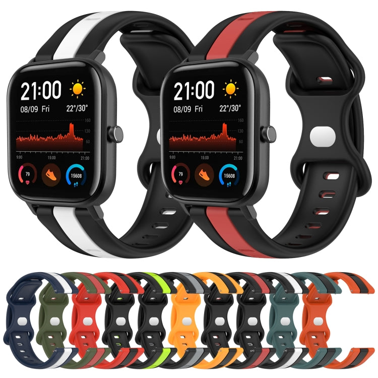 For Amazfit GTS 20mm Butterfly Buckle Two-Color Silicone Watch Band(Red+Army Green) - free shipping - PMC TechLife - Order now!