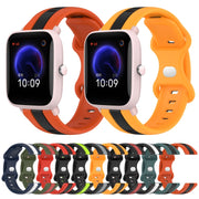 For Amazfit Pop Pro 20mm Butterfly Buckle Two-Color Silicone Watch Band(Black+Green)