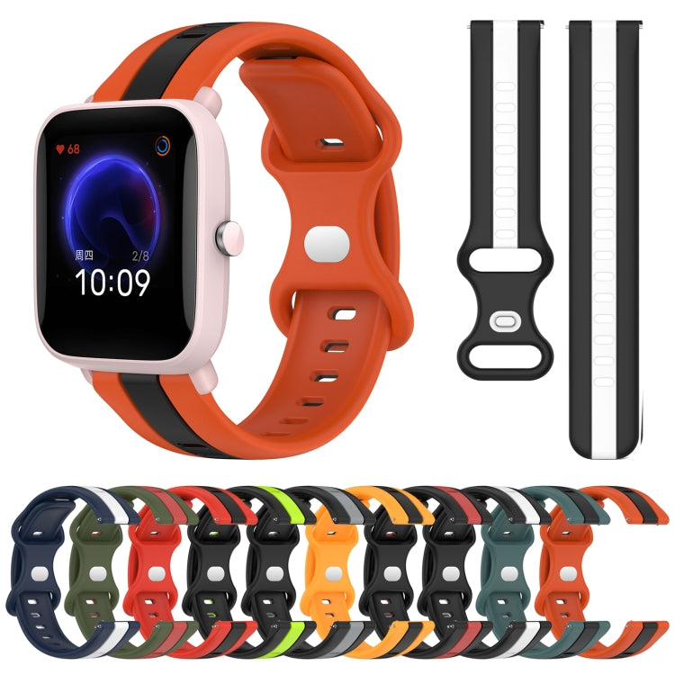 For Amazfit Pop 20mm Butterfly Buckle Two-Color Silicone Watch Band(Black+Red) - free shipping - PMC TechLife - Order now!