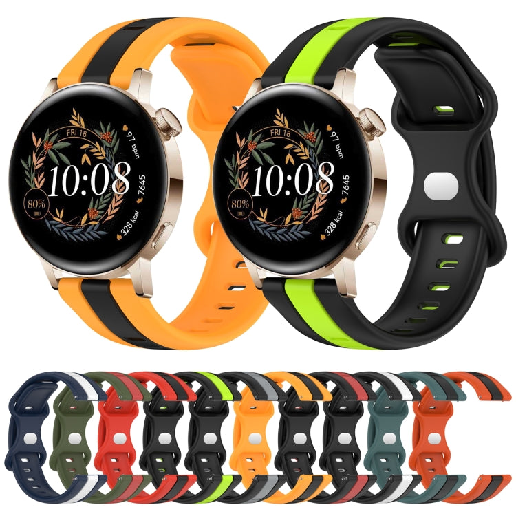 For Huawei Watch GT3 42mm 20mm Butterfly Buckle Two-Color Silicone Watch Band(Green+Black) - free shipping - PMC TechLife - Order now!