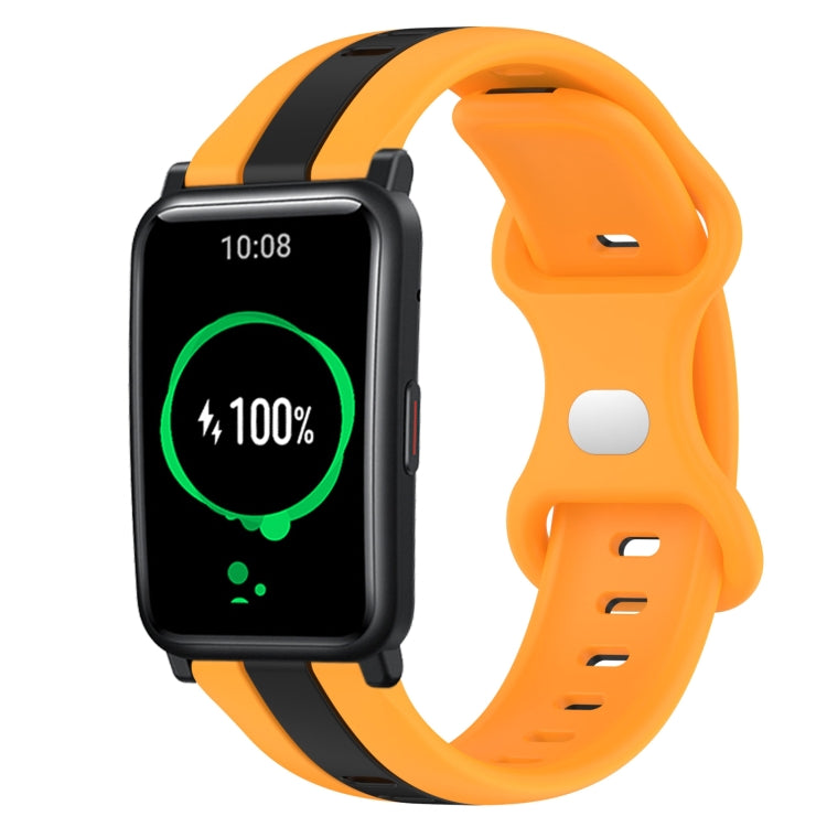 For Honor Watch ES 20mm Butterfly Buckle Two-Color Silicone Watch Band(Black+Yellow) - free shipping - PMC TechLife - Order now!