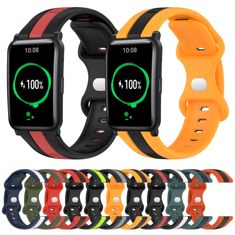 For Honor Watch ES 20mm Butterfly Buckle Two-Color Silicone Watch Band(Red+Army Green) - free shipping - PMC TechLife - Order now!