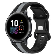 For Honor MagicWatch2 42mm 20mm Butterfly Buckle Two-Color Silicone Watch Band(Black+Grey)