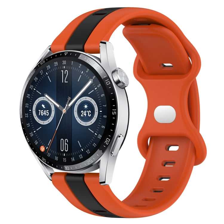 For Huawei Watch GT3 46mm 20mm Butterfly Buckle Two-Color Silicone Watch Band(Orange+Black) - free shipping - PMC TechLife - Order now!
