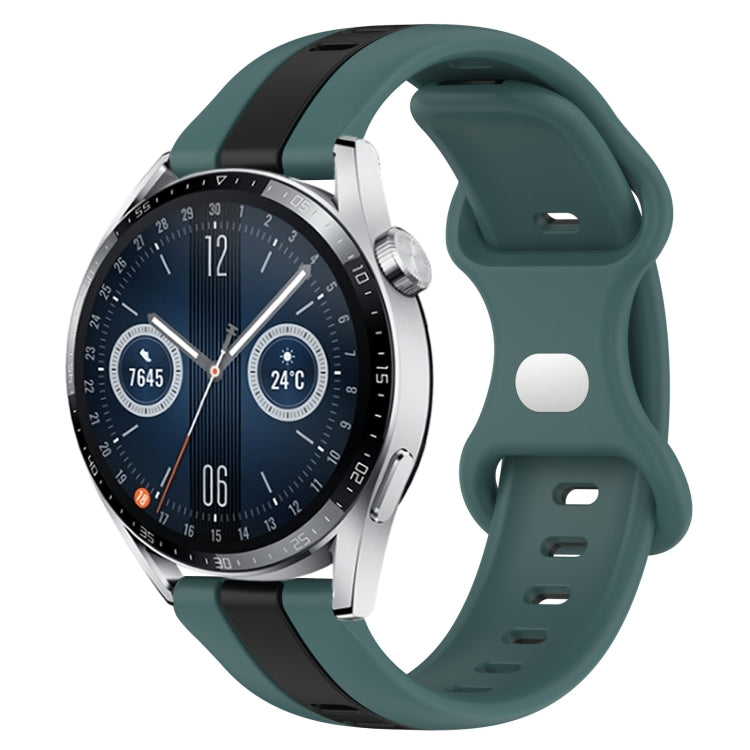 For Huawei Watch GT3 46mm 20mm Butterfly Buckle Two-Color Silicone Watch Band(Green+Black) - free shipping - PMC TechLife - Order now!