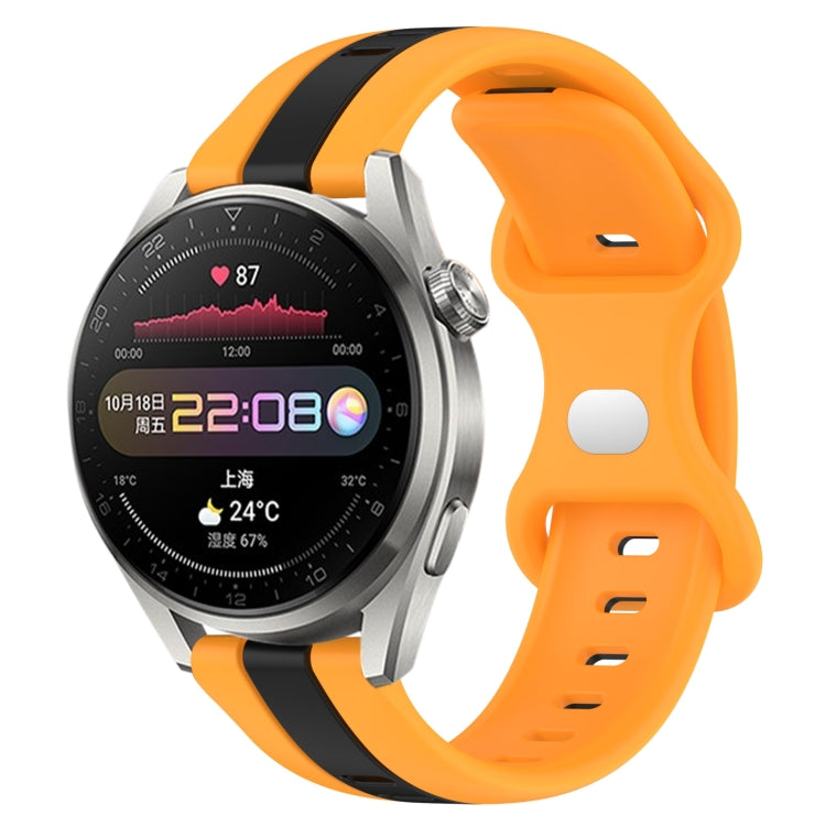 For Huawei Watch 3 Pro New 20mm Butterfly Buckle Two-Color Silicone Watch Band(Black+Yellow) - free shipping - PMC TechLife - Order now!