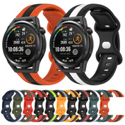 For Huawei Watch GT Runner 20mm Butterfly Buckle Two-Color Silicone Watch Band(White+Blue)
