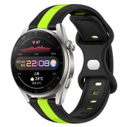 For Huawei Watch 3 Pro 20mm Butterfly Buckle Two-Color Silicone Watch Band(Black+Green)