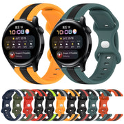 For Huawei Watch 3 20mm Butterfly Buckle Two-Color Silicone Watch Band(Black+White)