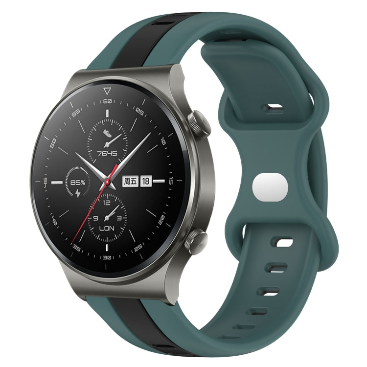 For Huawei GT2 Pro 20mm Butterfly Buckle Two-Color Silicone Watch Band(Green+Black) - free shipping - PMC TechLife - Order now!