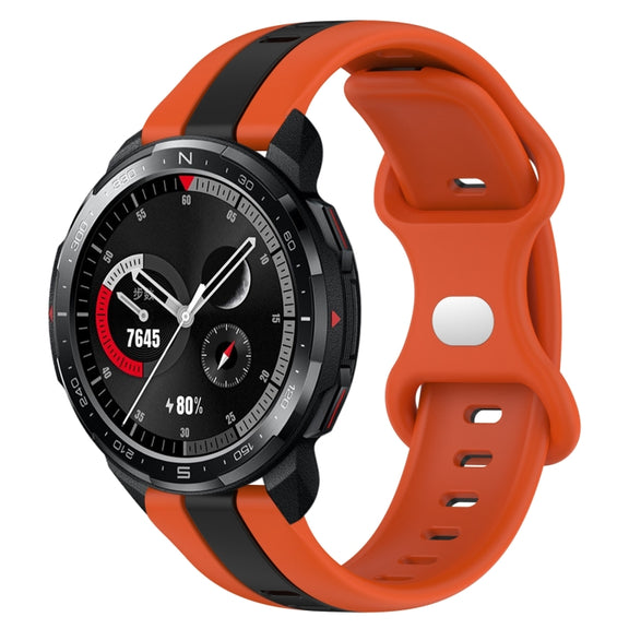 For Honor Watch GS Pro 20mm Butterfly Buckle Two-Color Silicone Watch Band(Orange+Black)