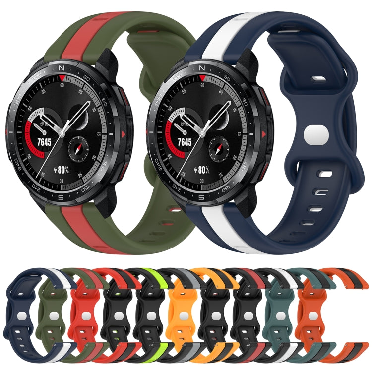For Honor Watch GS Pro 20mm Butterfly Buckle Two-Color Silicone Watch Band(Orange+Black)