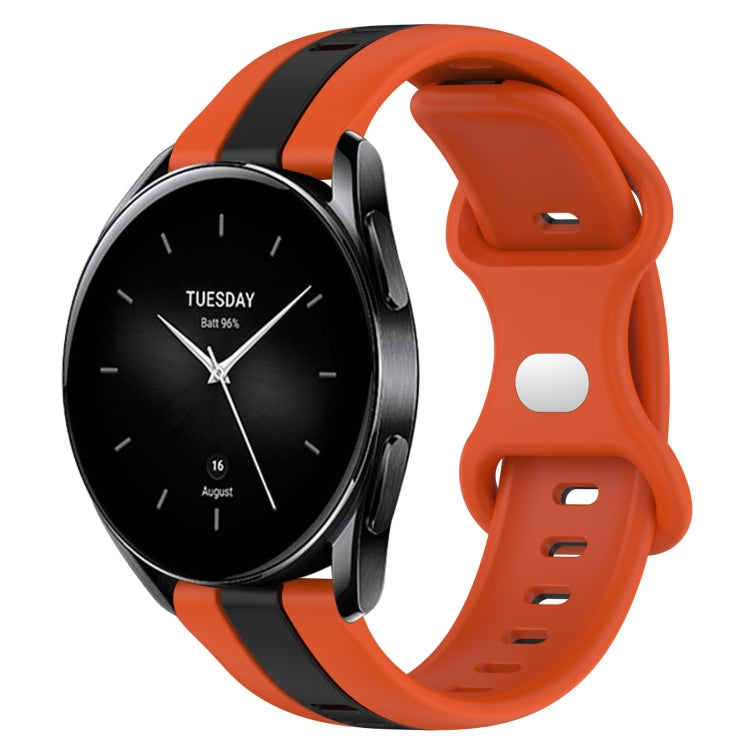 For Xiaomi Watch S2 46mm 22mm Butterfly Buckle Two-Color Silicone Watch Band(Orange+Black) - free shipping - PMC TechLife - Order now!
