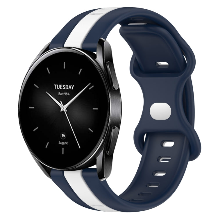 For Xiaomi Watch S2 46mm 22mm Butterfly Buckle Two-Color Silicone Watch Band(White+Blue) - free shipping - PMC TechLife - Order now!