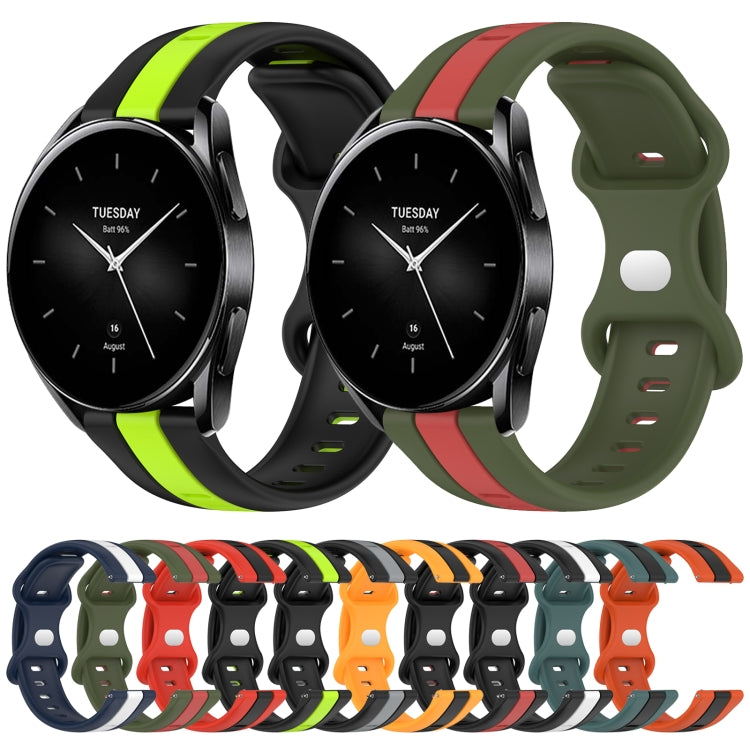 For Xiaomi Watch S2 46mm 22mm Butterfly Buckle Two-Color Silicone Watch Band(Orange+Black) - free shipping - PMC TechLife - Order now!