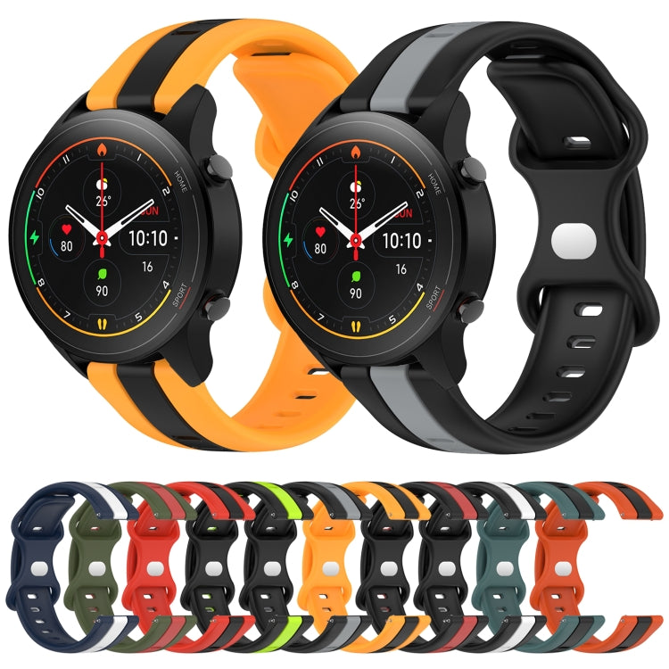 For Xiaomi MI Watch S1 Pro 22mm Butterfly Buckle Two-Color Silicone Watch Band(Black+Yellow) - free shipping - PMC TechLife - Order now!