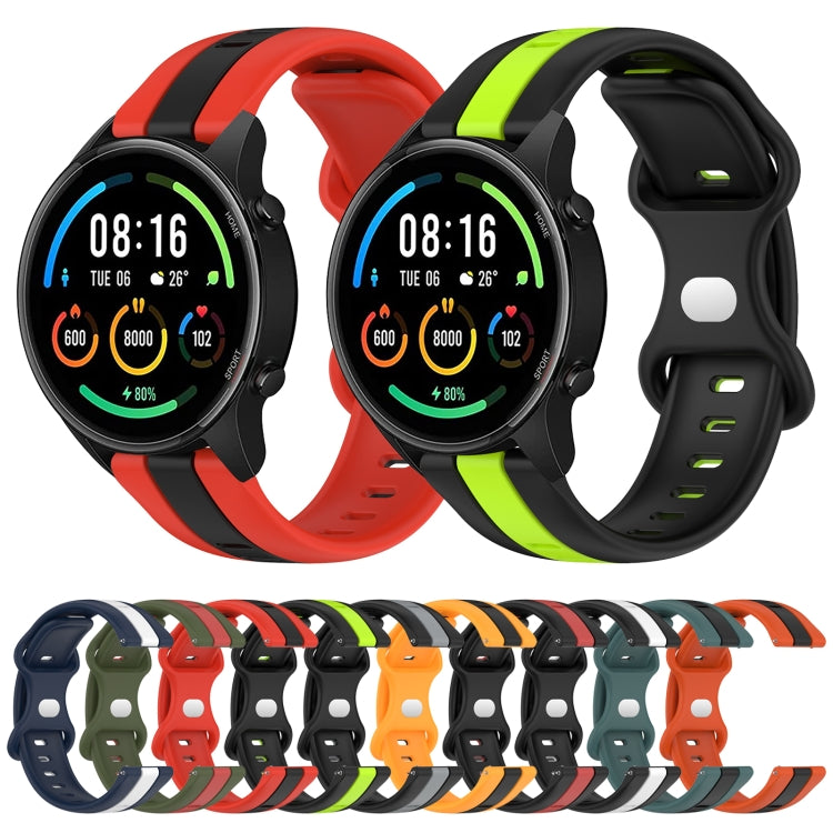For Xiaomi MI Watch Sport 22mm Butterfly Buckle Two-Color Silicone Watch Band(White+Blue)