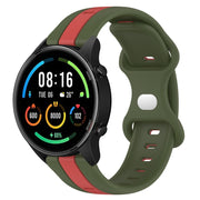 For Xiaomi MI Watch Color 22mm Butterfly Buckle Two-Color Silicone Watch Band(Red+Army Green)