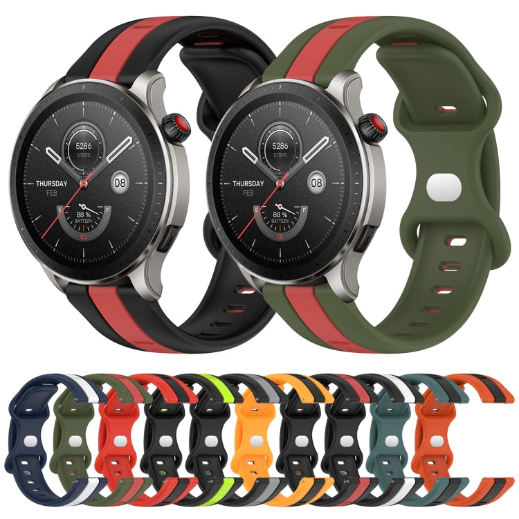For Amazfit GTR 4 22mm Butterfly Buckle Two-Color Silicone Watch Band(Orange+Black) - free shipping - PMC TechLife - Order now!