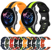 For Amazfit GTR 3 22mm Butterfly Buckle Two-Color Silicone Watch Band(Black+Grey)