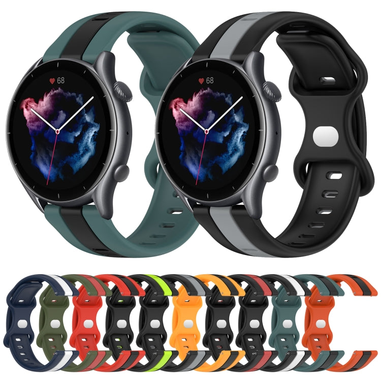 For Amazfit GTR 3 Pro 22mm Butterfly Buckle Two-Color Silicone Watch Band(Black+Red)