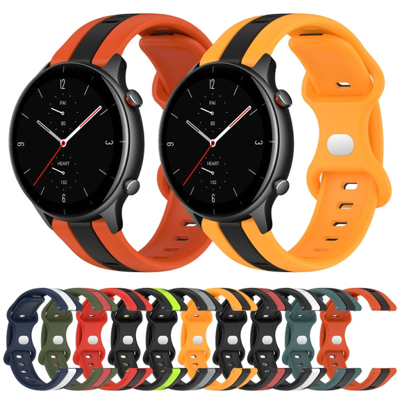 For Amazfit GTR 2e 22mm Butterfly Buckle Two-Color Silicone Watch Band(Red+Black)
