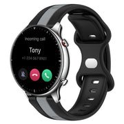 For Amazfit GTR 2 22mm Butterfly Buckle Two-Color Silicone Watch Band(Black+Grey)