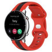 For Amazfit GTR 2 22mm Butterfly Buckle Two-Color Silicone Watch Band(Red+Black)