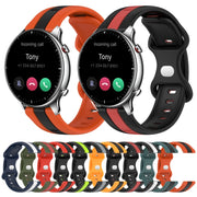 For Amazfit GTR 2 22mm Butterfly Buckle Two-Color Silicone Watch Band(Black+Grey)