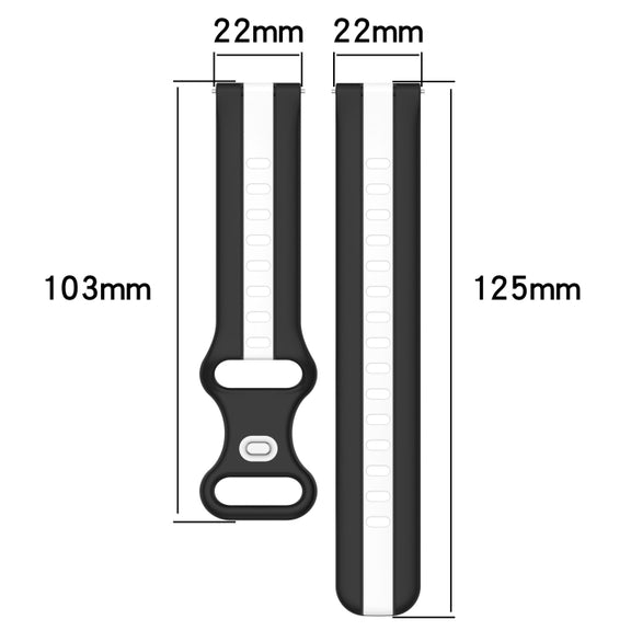 For Amazfit 3 22mm Butterfly Buckle Two-Color Silicone Watch Band(Black+Grey)