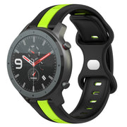 For Amazfit GTR 47mm 22mm Butterfly Buckle Two-Color Silicone Watch Band(Black+Green)