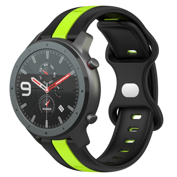 For Amazfit GTR 47mm 22mm Butterfly Buckle Two-Color Silicone Watch Band(Black+Green)